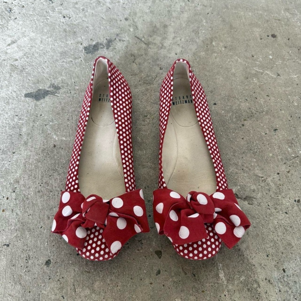 Stuart Weitzman Red Polka Dot Flats